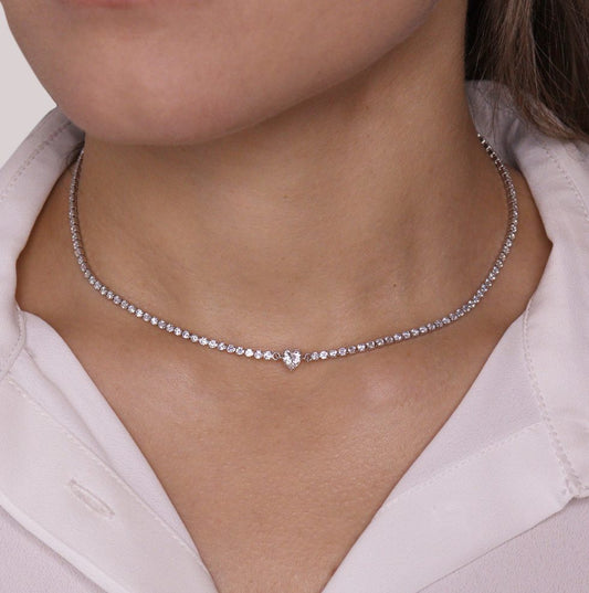 Clara Heart Cut Zircon Tennis Necklace 