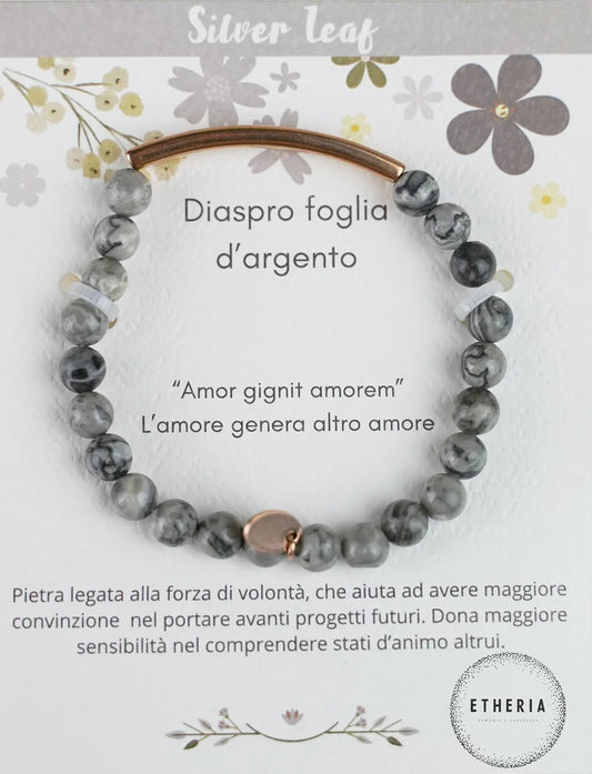 Bracciali Pietre della Filosofia diaspro foglia d'argento
