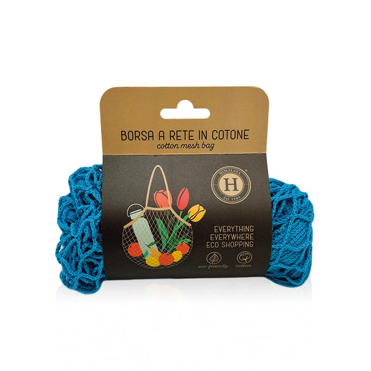 Eco bag borsa a rete in cotone - Blu