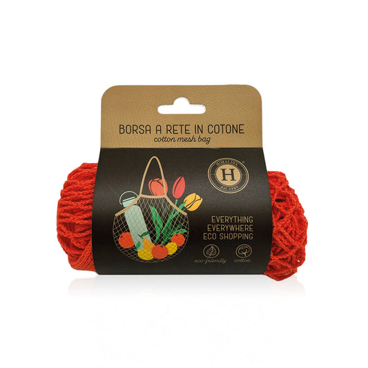 Eco bag borsa a rete in cotone - Rosso