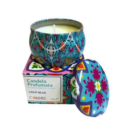 MAIOLICA COLORS CANDLE LIGHT BLUE GARDENIA 120g