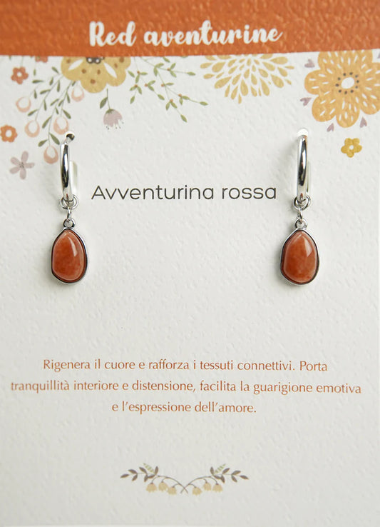 Orecchini Pietre dell'Anima avventurina rossa