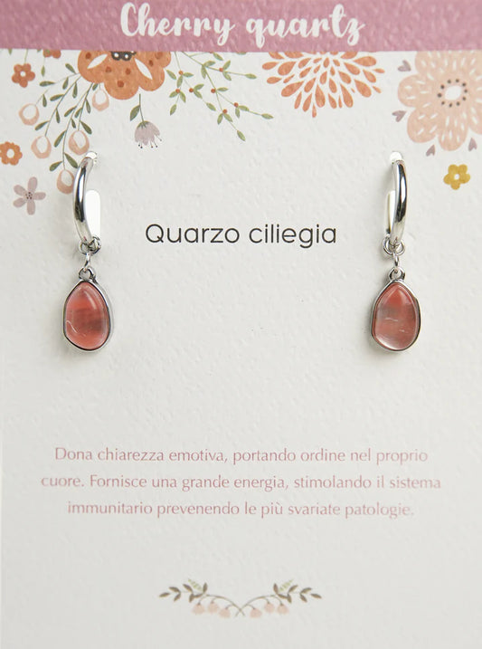 Orecchini Pietre dell'Anima quarzo ciliegia