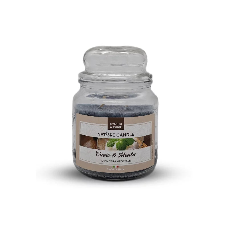 Candele Profumate cuoio e menta 380g