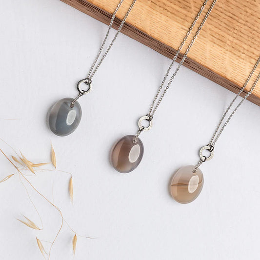 Collar del zodiaco Ágata Gris - Virgo