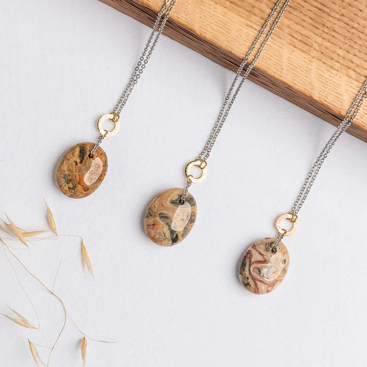 Collar de ágata loca del zodiaco - Acuario